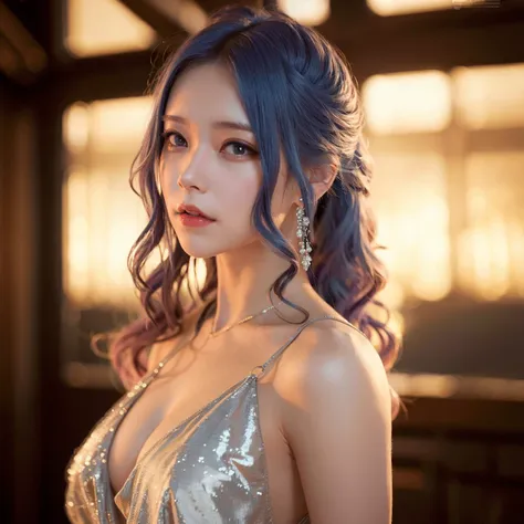 <lora:stLouisLuxuriousWheels_v1:1><lora:koreanDollLikeness_v10:0.5>,best quality, blue long hair, ultra high res, (photorealistic:1.4), 1girl,silver dress