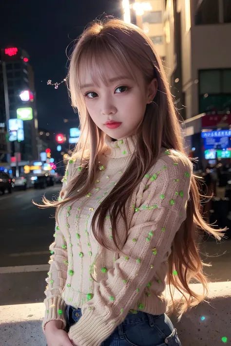 (8k, RAW photo, best quality, masterpiece:1.2), (realistic, photo-realistic:1.37),<lora:koreanDollLikeness_v10:0.5> ,<lora:arknightsTexasThe_v10:1>,1girl,(Kpop idol), (aegyo sal:1),cute,cityscape, night, winter, snow, professional lighting, photon mapping, radiosity, physically-based rendering,