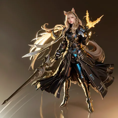 (8k, RAW photo, best quality, masterpiece:1.2), (realistic, photo-realistic:1.37), <lora:koreanDollLikeness_v10:0.4>, <lora:arknightsNearlNearlThe_v10:1>, 1girl, professional lighting, photon mapping, radiosity, physically-based rendering, radiant_knight, original_outfit,armor. nhead, golden eyes, ponytails, wavy hair, messy hair, hairs between eyes, caucasian, finnish