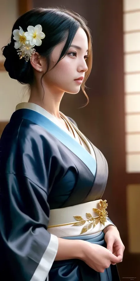 modelshoot style, (extremely detailed CG unity 8k wallpaper), full shot body photo of the most beautiful artwork in the world, looking at the viewer, (Japanese geisha), delicate silk clothes, Japanese silk kimono, magic, a Japanese village with Japanese details in the background, hdr, photorealistic painting by Ed Blinkey, Atey Ghailan, Studio Ghibli, by Jeremy Mann, Greg Manchess, Antonio Moro, trending on ArtStation, trending on CGSociety, Intricate, High Detail, Sharp focus, dramatic, photorealistic painting art by midjourney and greg rutkowski