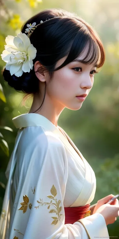 modelshoot style, (extremely detailed CG unity 8k wallpaper), full shot body photo of the most beautiful artwork in the world, looking at the viewer, (Japanese geisha), delicate silk clothes, Japanese silk kimono, magic, a Japanese village with Japanese details in the background, hdr, photorealistic painting by Ed Blinkey, Atey Ghailan, Studio Ghibli, by Jeremy Mann, Greg Manchess, Antonio Moro, trending on ArtStation, trending on CGSociety, Intricate, High Detail, Sharp focus, dramatic, photorealistic painting art by midjourney and greg rutkowski