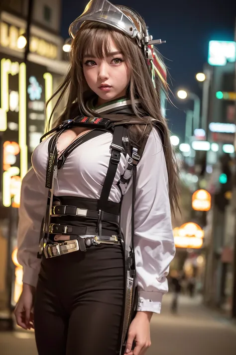 (8k, RAW photo, best quality, masterpiece:1.2), (realistic, photo-realistic:1.37), ultra-detailed,full body,1 girl, solo,beautiful detailed sky,detailed tokyo street,night,beautiful detailed eyes,beautiful detailed lips,floating hair,professional lighting, photon mapping, radiosity, physically-based rendering, <lora:fartooth:1>