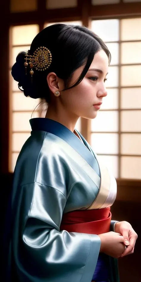 modelshoot style, (extremely detailed CG unity 8k wallpaper), full shot body photo of the most beautiful artwork in the world, looking at the viewer, (Japanese geisha), delicate silk clothes, Japanese silk kimono, magic, a Japanese village with Japanese details in the background, hdr, photorealistic painting by Ed Blinkey, Atey Ghailan, Studio Ghibli, by Jeremy Mann, Greg Manchess, Antonio Moro, trending on ArtStation, trending on CGSociety, Intricate, High Detail, Sharp focus, dramatic, photorealistic painting art by midjourney and greg rutkowski