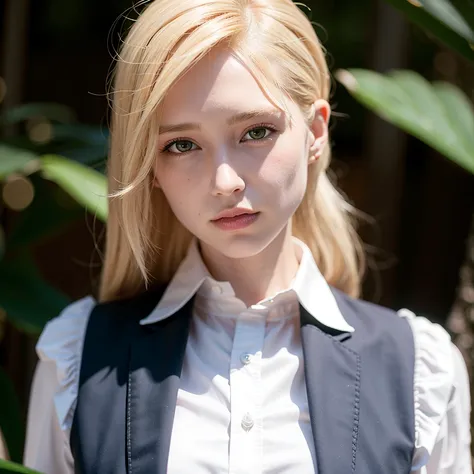 best quality, ultra high res, (photorealistic:1.4), ultra-detailed,1 girl, (collared shirt in suit:1.5), (Lara Croft hair), (blonde hair), look at viewer ,(oval face: 1), wide shoulder, handsome, medium breasts, dating,ooking up at the viewer, flirting with the camera, 18 years old, beautiful detailed eyes, detailed cafe,floating hair
,pale skin,