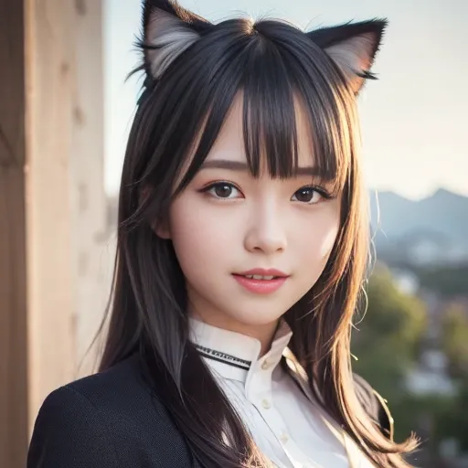 1girl,(RAW photo:1.2), ((photorealistic:1.4),(masterpiece:1.3),(best quality:1.4),ultra high res,(detailed facial features),(detailed clothes features),HDR,8k resolution, solo focus, bangs, skin tight, (shiny skin),(slender girl),dreamlike, (extreme detailed illustration),check commentary,commentary request,scenery,no text, white cat ear, white cat tail, white hair, long hair,,bunches, medium breasts, dress, ribbon collar, smile,no teeth, <lora:chilloutmix_NiPrunedFp32Fix:1>, <lora:koreanDollLikeness_v10:0.2>, <lora:arknightsTexasThe_v10:0.6>