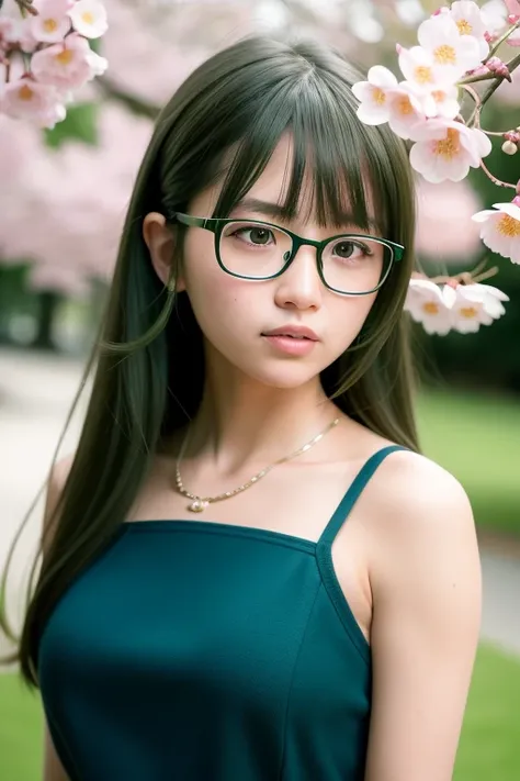 (8k, RAW photo, best quality, masterpiece:1.2), (realistic, photo-realistic:1.37), best quality, ultra-high res, (photorealistic:1.4), 1girl, portrait,professional lighting, photon mapping, radiosity, physically-based rendering ,ultra detailed, extremely delicate and beautiful, ray tracing, dynamic pose,<lora:japaneseDollLikeness_v10:0.38>,cute, school uniform, (green hair:1.3),outdoors,hanami, cherry blossoms,day, sunlight, puffy eyes, arms behind back