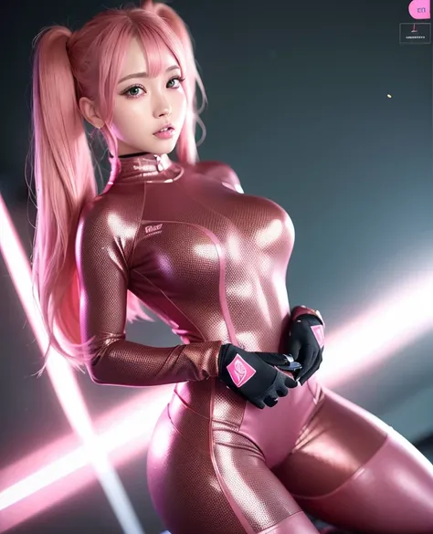 <lora:koreanDollLikeness_v10:0.2>,<lora:taiwanDollLikeness_v10:0.3>,<lora:japaneseDollLikeness_v10:0.1>,ulzzang-6500-v1.1,(raw photo:1.2),((photorealistic:1.4)),best quality ,masterpiece, illustration, an extremely delicate and beautiful, extremely detailed ,CG ,unity ,8k wallpaper, Amazing, finely detail, official art,extremely detailed CG unity 8k wallpaper,absurdres, incredibly absurdres, huge filesize, ultra-detailed, highres, beautiful detailed girl, extremely detailed eyes and face, beautiful detailed eyes,light on face,cinematic lighting,((extremely pink tight suit clothing)),1girl,full body,full-body shot,looking at viewer,((light pink hair)), red eyes,((bliss)), best detailed background, ((cosplay)), (smile), twintails, ((hold a rifle)),