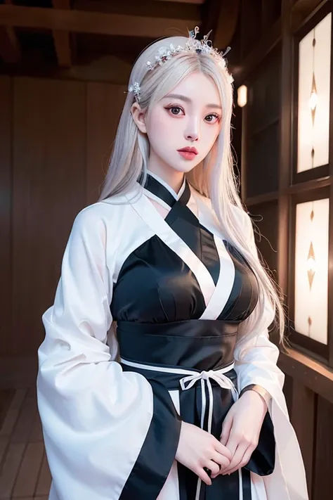 <lora:koreanDollLikeness_v10:0.2>,<lora:taiwanDollLikeness_v10:0.3>,<lora:japaneseDollLikeness_v10:0.1>,ulzzang-6500-v1.1,(raw photo:1.2),((photorealistic:1.4)),masterpiece, illustration, an extremely delicate and beautiful, extremely detailed ,CG ,unity ,8k wallpaper, Amazing, finely detail, masterpiece,best quality,official art,extremely detailed CG unity 8k wallpaper,absurdres, incredibly absurdres, huge filesize, ultra-detailed, highres, extremely detailed,beautiful detailed girl, extremely detailed eyes and face, beautiful detailed eyes,light on face,cinematic lighting,((Hanfu)),1girl,full body,full-body shot,see-through,looking at viewer,((white hair)),((bliss))