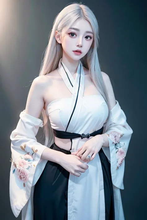 <lora:koreanDollLikeness_v10:0.2>,<lora:taiwanDollLikeness_v10:0.3>,<lora:japaneseDollLikeness_v10:0.1>,ulzzang-6500-v1.1,(raw photo:1.2),((photorealistic:1.4)),masterpiece, illustration, an extremely delicate and beautiful, extremely detailed ,CG ,unity ,8k wallpaper, Amazing, finely detail, masterpiece,best quality,official art,extremely detailed CG unity 8k wallpaper,absurdres, incredibly absurdres, huge filesize, ultra-detailed, highres, extremely detailed,beautiful detailed girl, extremely detailed eyes and face, beautiful detailed eyes,light on face,cinematic lighting,((Hanfu)),1girl,full body,full-body shot,see-through,looking at viewer,((white hair)),((bliss))