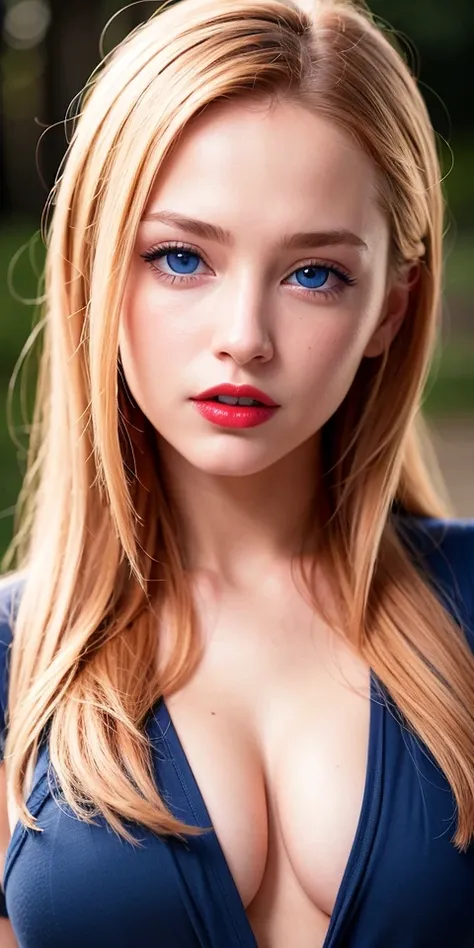best quality, ultra high res, (photorealistic:1.4), blue eyes, looking at viewer, blush, red lips,