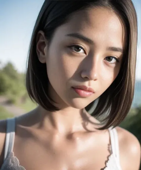 japanese girl, sunny, forest, cheongsam, very short hair, close up, 1girl, lots of freckles, (((extremely beautiful portrait))), ((glistening skin)), RAW photo, ((masterpiece, best quality, hyper detailed, Cinematic light, intricate details, highres, 8k, extremely detailed)), detailed background, 8k uhd, dslr, soft lighting, high quality, film grain, Fujifilm XT3, shallow depth of field, natural light,