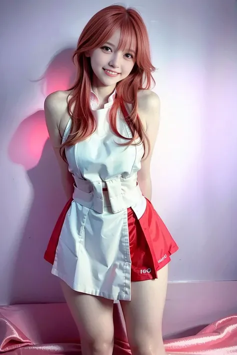 (RAW photo, best quality,high quality,highres), (realistic, photo-realistic), ultra-detailed,(front lighting), closed up portrait photo,physically-based rendering, 1girl,12 years old,(stand,pose,front full body),(highly detailed skin:1.3),laughing,head tilt,bare legs,hands behind back, detailed eyes,air bangs,<lora:chilloutmixss_xss10:0.7> <lora:yaeMikoRealistic_yaemikoMixed:0.8> <lora:koreanDollLikeness_v10:0.2>