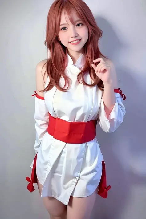 (RAW photo, best quality,high quality,highres), (realistic, photo-realistic), ultra-detailed,(front lighting), closed up portrait photo,physically-based rendering, 1girl,12 years old,(stand,pose,front full body),(highly detailed skin:1.3),laughing,head tilt,bare legs,hands behind back, detailed eyes,air bangs,<lora:chilloutmixss_xss10:0.7> <lora:yaeMikoRealistic_yaemikoMixed:0.8> <lora:koreanDollLikeness_v10:0.2>