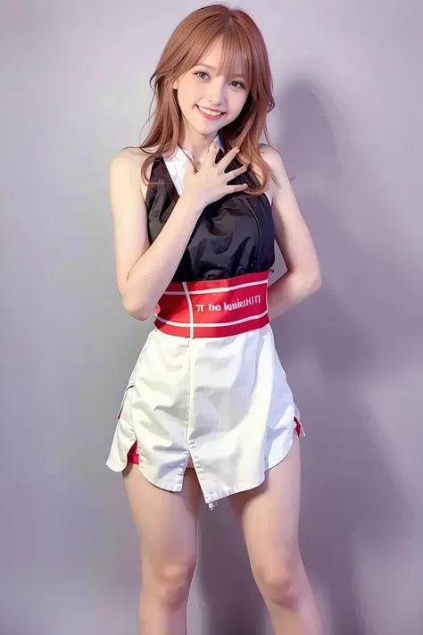 (RAW photo, best quality,high quality,highres), (realistic, photo-realistic), ultra-detailed,(front lighting), closed up portrait photo,physically-based rendering, 1girl,12 years old,(stand,pose,front full body),(highly detailed skin:1.3),laughing,head tilt,bare legs,hands behind back, detailed eyes,air bangs,<lora:chilloutmixss_xss10:0.7> <lora:yaeMikoRealistic_yaemikoMixed:0.8> <lora:koreanDollLikeness_v10:0.2>