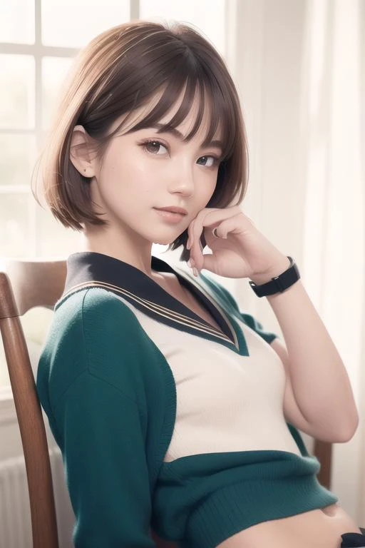 (RAW photo:1.2), ((photorealistic:1.4),(masterpiece:1.3),(best quality:1.4),ultra high res,(detailed eyes),(detailed facial features),(detailed clothes features),HDR,8k resolution, solo focus, bangs, skin tight, (shiny skin),(slender girl),dreamlike,
(extreme detailed illustration),check commentary,commentary request,scenery,no text,
(bob hair, short hair, brown hair:1.2),
VirtualGirl-Rin,
JK, schoolgirl, uniform, sailor suit, miniskirt, stockings,
1girl, full body,small breasts,
brown eyes, (no makeup, no lipstick:1.1)simple,no accessories,
happy,smile,
black collar,