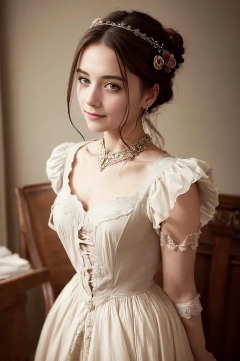 a beautiful girl, perfect face, full body, victorian era, noble dress, complicated decoration,
spelling, talking, smiling, arms behind back,
soft rim light, beautiful detailed sky,
Agnes Cecile,
masterpiece, ultra high res, high quality, 4k, (photorealistic:1.2), photo,