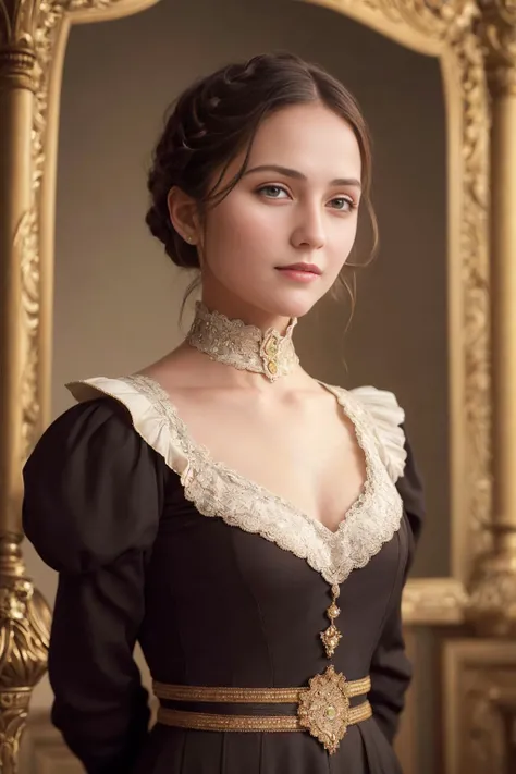 a beautiful girl, perfect face, full body, victorian era, noble dress, complicated decoration,
spelling, talking, smiling, arms behind back,
soft rim light, beautiful detailed sky,
Andrey Remnev,
masterpiece, ultra high res, high quality, 4k, (photorealistic:1.2), photo,