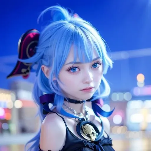 {best quality}, {{masterpiece}}, {highres}, extremely detailed CG, extremely detailed 8K wallpaper, extremely detailed character,{an extremely delicate and beautiful portrait}, {{cinematiclighting}}, (photorealistic:2),{{{character({{{a girl}}}, smile, cute, pretty)}}}, highly detailed face, 1 girl, solo, <lora:japaneseDollLikeness_v15:0.5>, blue hair, beautiful, , has necklace of bell, horn color red and black, mouth closed, <lora:ganyuGenshinImpact_offset:0.4>, blushing, adult, {{{beautiful eyes, beautiful big eyes,, high detailed eyes, half red eyes}}}, {{{24 years old, matured}}}