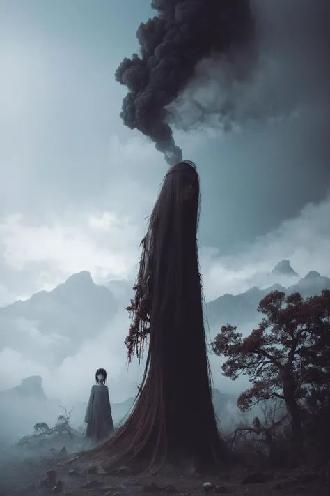 a beautiful girl, full body,
horror, broken, distorted, sky, fog, smoke, dust, dark forest, shadow creatures,
Junji Ito,
masterpiece, ultra high res, high quality, cinematic lighting,