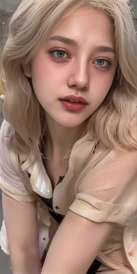 <lora:japaneseDollLikeness_v10:0.5>, <lora:chineseHeterochromia_v10:1>,((half white lab coat outside)),(sailor collar school uniform),shirt, pleated skirt,(black pantyhose), [:(detailed face:1.2):0.2], raw photo, (masterpiece), (best quality), highres, (realistic, photo-realistic:1.2), ultra detailed, physically-based rendering, 1girl, air bangs, long hair, (silvery hair), wavy hair,