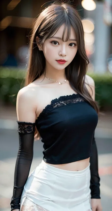 (8k, RAW photo, best quality, masterpiece:1.2),(High detail RAW color photo professional close photograph),(realistic, photo-realistic:1.37),(best shadow),(best illustration), (ultra high res,extremely detailed CG unity 8k wallpaper),(physically-based rendering),(cinematic lighting),(1 girl:1.5),(bokeh:1.4),(collarbone),(shapely), (slim waist),(oval face),(wide shoulder), (intricate lace hair ornament),(full body),(silk stockings),(mini skirt)