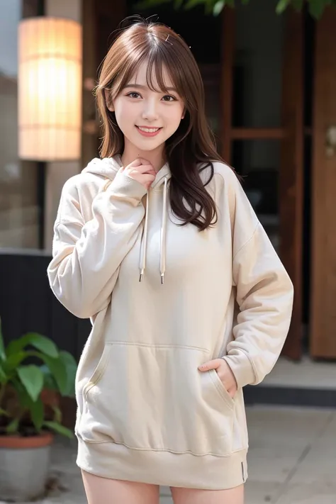 <lora:chilloutmixss_xss10:0.7>,
 <lora:koreanDollLikeness_v10:0.2>,
(RAW photo, best quality,high quality,highres), (realistic, photo-realistic), ultra-detailed,(front lighting), closed up portrait photo,physically-based rendering, 1girl,20 years old,(stand,pose,front full body),(highly detailed skin:1.3),laughing out loudly,head tilt, very very long longest hoodie,detailed hoodie,bare legs,hands in hoodie pocket, detailed eyes,air bangs,