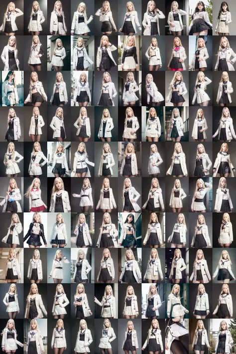(((unbuttoned half white lab coat outside))),(sailor collar school uniform:1.25),<lora:Moxin_1010:0.2>,((pleated skirt)),((cover full leg black pantyhose:1.2)), [:(detailed face:1.2):0.2], raw photo, (masterpiece), (best quality), highres, (realistic, photo-realistic:1.2), ultra detailed, physically-based rendering, 1girl, air bangs, long hair, (silvery hair), wavy hair,