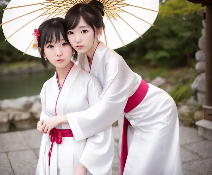 a photo of a pale, 2 college girls,skinny, full body , hugging, kissing , kanzashi, Japanese national dress, Kimono
looking at camera, white background, (natural skin texture, hyperrealism, soft light, sharp:1.2)