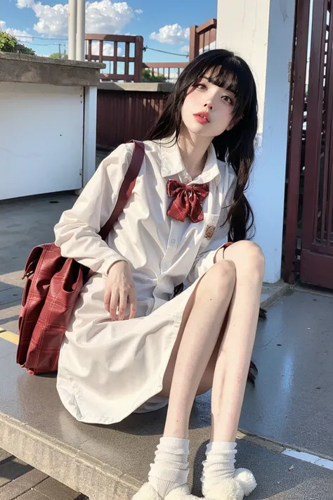 masterpiece, best quality, masterpiece,best quality,official art,extremely detailed CG unity 8k wallpaper, day,1 girl, school,<lora:jk_v1.0:0.8>
