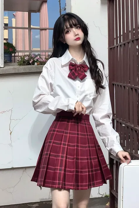 masterpiece, best quality, masterpiece,best quality,official art,extremely detailed CG unity 8k wallpaper, day,1 girl, school,<lora:jk_v1.0:0.8>