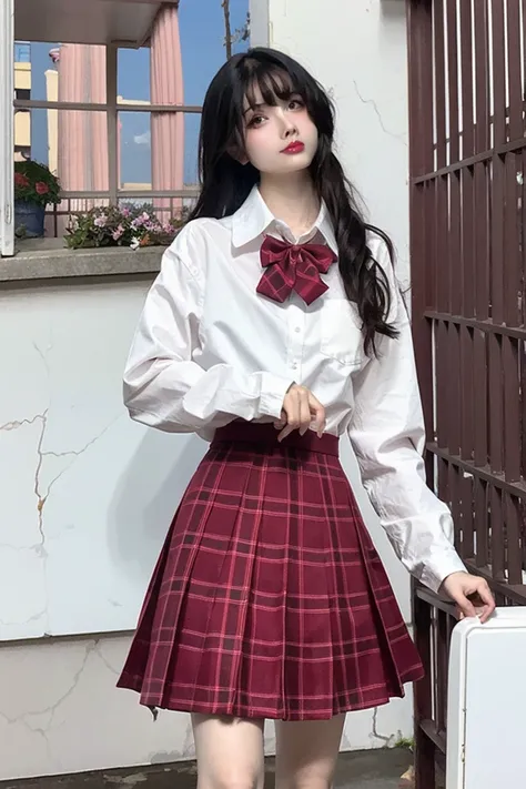 masterpiece, best quality, masterpiece,best quality,official art,extremely detailed CG unity 8k wallpaper, day,1 girl, school,<lora:jk_v1.0:0.8>