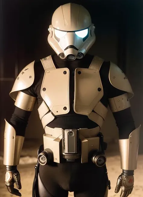 (sfw), 8k, RAW photo, Fujifilm eterna style photo, (dark:1.4), (backlit photography:1.4), (facing viewer:1.2), full body ,(Yuto Sakurai:1.3),Stormtrooper, grasshopper mask, multicolored, (exosuit:1.2) with neon eyes, armored (belt and gauntlet:1.1), outdoor, fighting stance, (highly detailed:1.4), BREAK by Alyssa Monks , Annie Swynnerton , Beatrix Potter , Andrea Mantegna , Marco Mazzoni , Sara Wollfalk , Carlos Cruz-Diez , Saturno Butto , John Totleben , dust storm