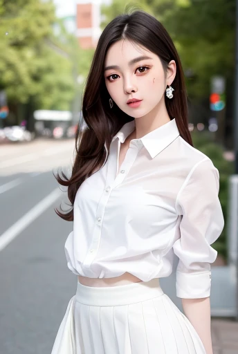 (ulzzang-6500-v1.1:0.8), best quality, ultra high res, (photorealistic:1.4), cinema light, depth of field ,beautiful face, (PureErosFace_V1:0.3),an extremely delicate and beautiful, extremely detailed ,CG ,unity ,8k wallpaper, Amazing, finely detail, masterpiece,best quality, best quality, 1girl, beautiful detailed girl, extremely detailed eyes and face, beautiful detailed eyes,(small hips:1.3), (small breast:0.3),((white collared shirt)),((white skirt)),((delicate skirt)),((delicate shirt)),