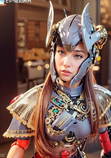 complex 3d render ultra detailed of a beautiful porcelain profile woman android face, (flowing hair:1.4),brown hair, cyborg, (robotic parts:1.3), 150 mm, beautiful studio soft light, rim light, vibrant details, luxurious cyberpunk, (lace:1.2),,1girl, bangs, blonde_hair, bodysuit, braid, breasts, covered_navel, gradient, gradient_background, green_eyes, grey_background, long_hair, looking_at_viewer, machinery, mecha, mecha_musume, medium_breasts, science_fiction, skin_tight, solo, standing,<lora:japaneseDollLikeness_v10:0.5>