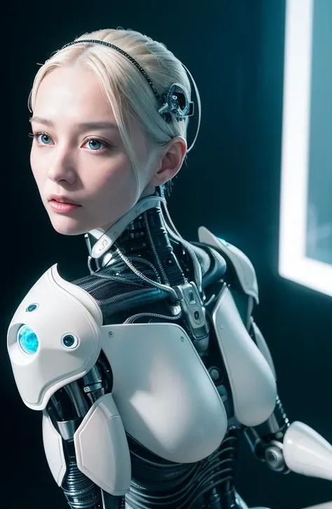 complex 3d render ultra detailed of a beautiful porcelain profile woman android face, cyborg, robotic parts, 150 mm, beautiful studio soft light, rim light, vibrant details, luxurious cyberpunk, lace, hyperrealistic, anatomical, facial muscles, cable electric wires, microchip, elegant, beautiful background, octane render, H. R. Giger style, 8k, best quality, masterpiece, illustration, an extremely delicate and beautiful, extremely detailed ,CG ,unity ,wallpaper, (realistic, photo-realistic:1.37),Amazing, finely detail, masterpiece,best quality,official art, extremely detailed CG unity 8k wallpaper, absurdres, incredibly absurdres, <lora:japaneseDollLikeness_v10:0.1>, <lora:koreanDollLikeness_v10:0.5>, robot, silver halmet, full body, sitting