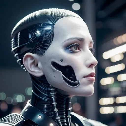 complex 3d render ultra detailed of a beautiful porcelain profile woman android upper body, closed mouth, cyborg, robotic parts, 150 mm, beautiful studio soft light, rim light, vibrant details, luxurious cyberpunk, lace, hyperrealistic, anatomical, facial muscles, cable electric wires, microchip, elegant, beautiful background, octane render, H. R. Giger style, 8k, best quality, masterpiece, illustration, an extremely delicate and beautiful, extremely detailed ,CG ,unity ,wallpaper, (realistic, photo-realistic:1.37),Amazing, finely detail, masterpiece,best quality,official art, extremely detailed CG unity 8k wallpaper, absurdres, incredibly absurdres, <lora:japaneseDollLikeness_v10:0.1>, <lora:koreanDollLikeness_v10:0.5>, robot, silver halmet, full body,