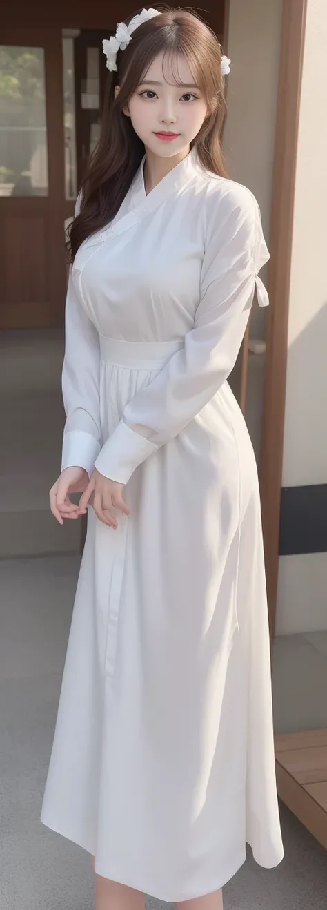 (RAW photo, best quality), (realistic, photo-realistic:1.3), best quality ,masterpiece, an extremely delicate and beautiful, extremely detailed ,CG ,unity ,2k wallpaper, Amazing, finely detail, masterpiece, light smile, best quality, extremely detailed CG unity 8k wallpaper, huge filesize , ultra-detailed, highres, extremely detailed, 1girl, maid, hanfu, hair ornament, looking at looking at viewer, small breasts, <lora:Japanese-doll-likeness:0.2>, <lora:koreanDollLikeness_v15:0.2>, <lora:cuteGirlMix4_v10:0.4>, <lora:chilloutmixss20_v20:0.2>, pureerosface_v1:0.8
