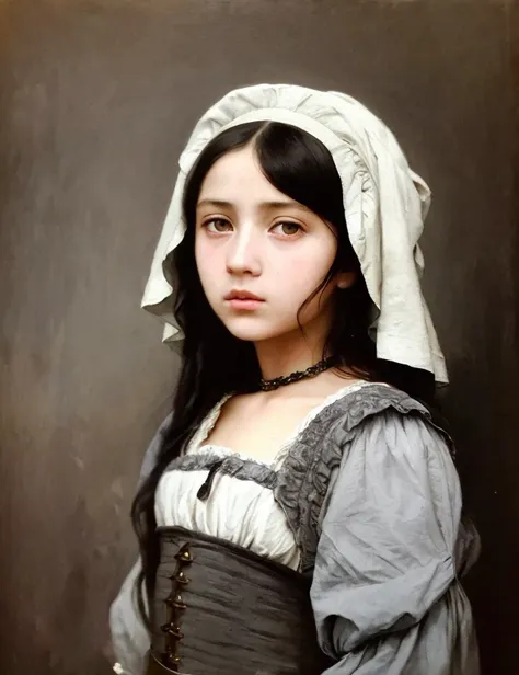 poor 14y old peasant girl, in old used 1800 peasant clothing , crazy mad aggressive face and eyes, concept art, oil pastel painting , moody gray colors , gritty, messy stylestyle of Malika Favre, Ilya Kuvshinov, Franz Xaver Winterhalter, Alice Pasquin(cel shaded:1.2), 2d, (oil painting:1.2) highly detailed, jeremy mann