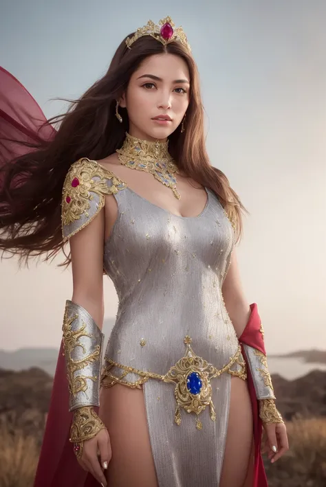 masterpiece, (photorealistic:1.4), best quality, beautiful lighting,outdoors, upper body, 1girl, detailed, intricate, RAW photo, 8k uhd, film grain
intricate detail robe, jewelry, gem, gold, silver, diamond, glint, sapphire, ruby, emerald, pearl,hair ornament ,wind blowing hair flying, sword,
flapping cloak, Armor adorned with ornate gems,jewelry, gem, gold, silver, diamond, glint, sapphire, ruby, emerald, pearl,princess tiara