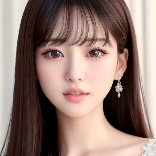 (RAW photo, best quality), (realistic, photo-realistic:1.3), best quality ,masterpiece, an extremely delicate and beautiful, extremely detailed ,CG ,unity ,2k wallpaper, Amazing, finely detail, masterpiece,light smile,best quality, extremely detailed CG unity 8k wallpaper,huge filesize , ultra-detailed, highres, extremely detailed, iu,asymmetrical bangs,short bangs,bangs,pureerosface_v1,beautiful detailed girl, extremely detailed eyes and face, beautiful detailed eyes,light on face,looking at viewer, straight-on, staring, closed mouth,black hair,long hair, collarbone, bare shoulders, longeyelashes, upper body, 1girl, (full body:1.3), (highly detail face: 1.5), (beautiful ponytail:0.5),beautiful detailed eyes, beautiful detailed nose, realistic face, realistic body, comfortable expressions,smile, look at viewer,comfortable expressions, lora:koreanDollLikeness_v15:0.4>