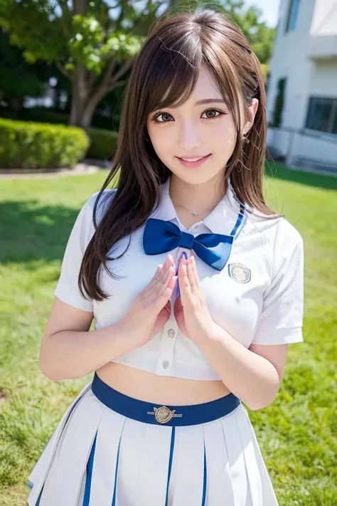 one teenage cute girl in AKB48 uniform, AKB48 Team TP, AKB48 uniform,(masterpiece, best quality:1.2), ultra high res, (photorealistic:1.4), detailed skin, cinematic lighting,bare chest,
friendly, intelligent, conversation engaging, happy,kind, energetic, cheerful, creative, with sparkling eyes and a contagious smile, <lora:japaneseDollLikeness_v10:0.25> <lora:taiwanDollLikeness_v10:0.25> <lora:chunmomo_v10:0.1>