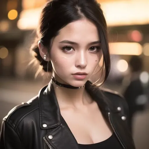 <hypernet:Onyxlinear:1>, portrait of sexy Onyx wearing crop_top, cropped_jacket,midriff, cornrows,mohawk,long_hair,black_hair, cyberpunk,night city, beautiful face,perfect face,symmetric,detailed face,close-up, Unreal Engine, solo,1girl, photo shoot,professional,high contrast,amazing detail,colorful, dynamic lights, glowing background, soft glow, hyperrealism, masterpiece, best quality, HDR, viewpoint, highest quality, sharp focus, digital art render, 4k,(((CRY))),upper body