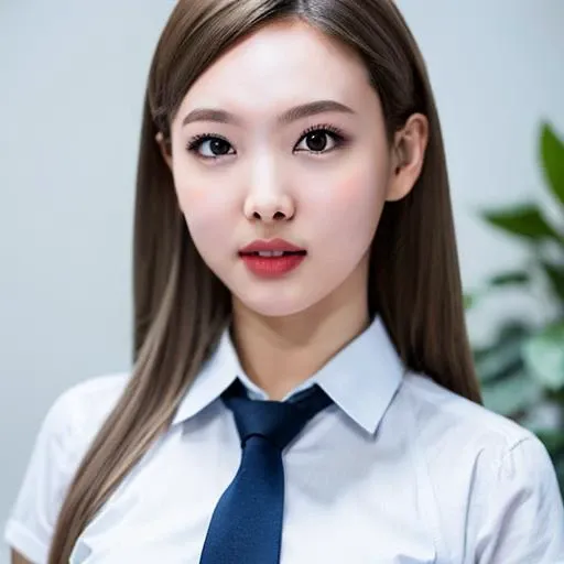 (RAW photo, best quality), (realistic),photo, best quality ,masterpiece, an extremely delicate and beautiful, extremely detailed, CG ,unity, 2k wallpaper, finely detail, masterpiece, best quality, huge filesize, ultra-detailed, highres, extremely detailed, 1girl, slim body, (short sleeve shirts:1.1),(uniform:1.1),(pleated skirt:1.1), porcelain skin, (grey hair), (hair ornament), looking at viewer, face close-up, straight hair, extremely detailed face, extremely detailed eyes, seductive smile, rainy , twnayeon, <lora:xelors_twicenayeon_v1.5.1:0.760>