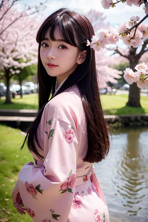 landscape,(8k),best quality, (photorealistic,realistic:1.2), soft focus, cherry blossom, detailed backgroung is mount fuji,
1girl, solo, detailed face, pale skin, standing,black hair,(hair ornament:1.35), (looking at viewer:1.5), short hair, black eyes, bangs, pink lips, detailed kimono, <lora:taiwanDollLikeness_v10:0.3>, <lora:anotherpureface_v10:0.2>