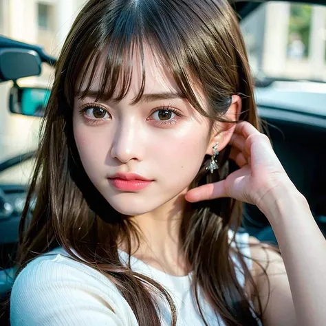 (best quality, masterpiece:1.2), ultra high detailed face, (realistic, photorealistic:1.4), 1girl in a sports car, solo, beautiful detail, <lora:japanesedolllikenessV1_v15:1>, 8k, RAW Photo, CG, full body, long hair, (intricate details:1.1), ultra detail beatiful eyes, earrings
