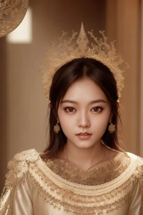 8k portrait of beautiful cyborg with brown hair, intricate, elegant, highly detailed, majestic, digital photography, art by artgerm and ruan jia and greg rutkowski surreal painting gold butterfly filigree, broken glass, (masterpiece, sidelighting, finely detailed beautiful eyes: 1.2), hdr