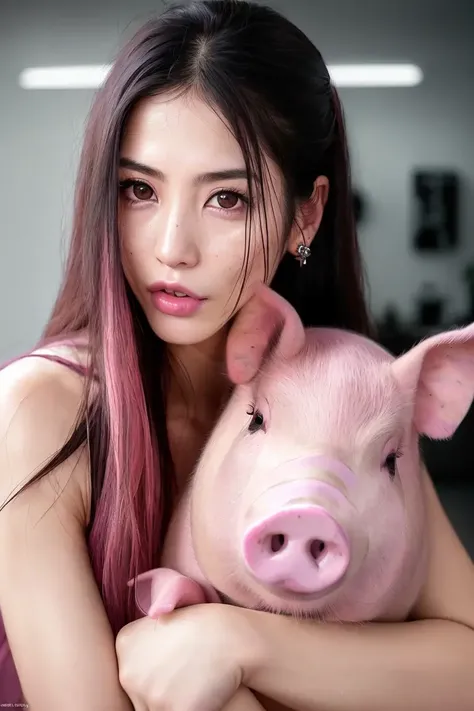 raw photo, portrait of (emaciated:1.3) female slut (Angelababy:.5) , , (dark:1.4), gritty, (gloomy:1.0), , (looking_at_viewer:1.2), , (long black hair, :1.1), ( fine wrinkles, pores, veins), freckles, ,
(kissing a pink pig with mouth:1.4), in busy Department store boutique (full of people:1.2), slutty dress, earrings,
, highly detailed, masterpiece, best quality, 8k, (realistic skin, cell-shaded:1.3), sharp_focus, SFW, (high detailed skin:1.2), 8k uhd, dslr, soft lighting, high quality, film grain, Fujifilm XT3,