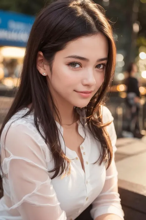 <lora:koreanDollLikeness_v10:0.4>,
(RAW photo, best quality), (realistic, photo-realistic:1.2), a close up portrait photo,
1girl, shopping mall rooftop cafe, outdoor,dating,
smile, (high detailed skin:1.4),
puffy eyes, gorgeous hair, air bangs, brown black hair,
white opaque shirt in random color , pleated skirt in random color,
soft lighting, high quality,