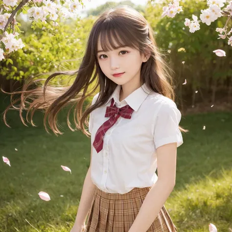 masterpiece,best quality,official art,extremely detailed CG unity 8k wallpaper, extremely detailed, 1girl, solo, (little, short, very young, immature:1.2), lovely, cute, adorable, beautiful, laughing, school uniform, skirt, brown eyes, long black hair, floating hair, small breasts, blush, hair ornament, trees, grass, sakura petals in air, flowers, natural light, light on face, looking at viewer,
<lora:koreanDollLikeness_v10:0.2>
<lora:chilloutmixss_xss10:0.3>
<lora:japaneseDollLikeness_v10:0.2>