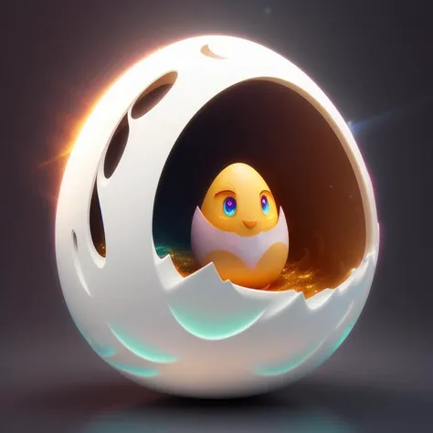 there is a large egg with a hole in it on a dark surface, 3d digital art 4k, cinema 4d bright light render, cinema 4 d art, 3d render digital art, humpty dumpty in form of egg, digital art render, high-quality render, magic frozen ice phoenix egg, cinema 4 d render, cinema 4d render, white background, color slash, aint
<lora:easter-fusion:1>